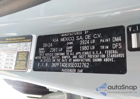 2025 Kia K4 Lxs z USA, uszkodzony, nr VIN 3KPFT4DE9SE032762